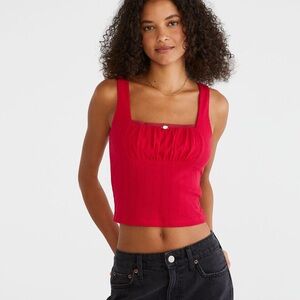 Aeropostale Solid Square-Neck Cropped Tank